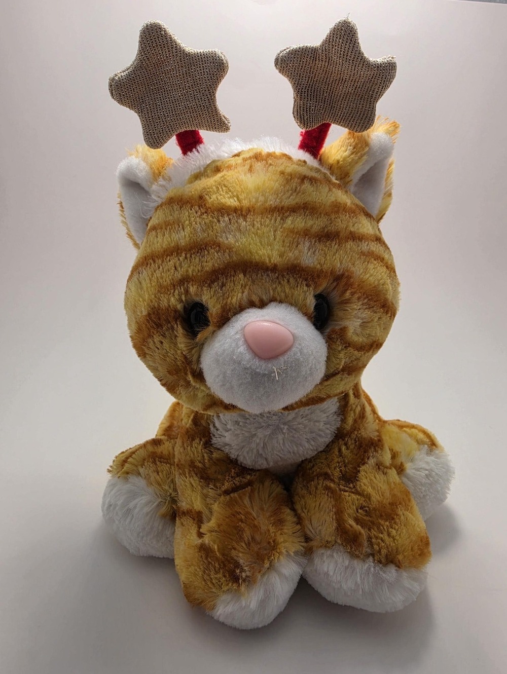 Aurora World Christmas Star Gold Tabby Orange Stripped Cat Kitten Plush (8 inch)